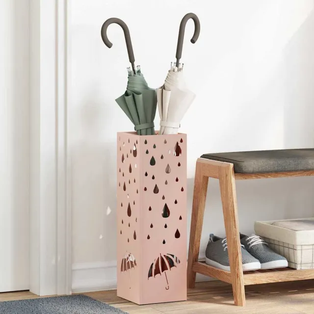 vidaXL Regen paraplu standaard Roze 15,5 x 15,5 x 49 cm Staal