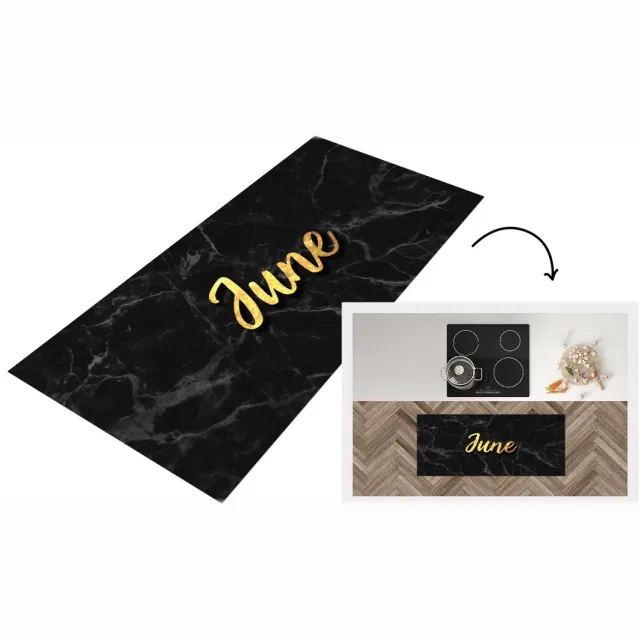 KitchenYeah Keukenloper - Loper keuken - Kalender - Juni - Goud - Marmer - Keukenloper vinyl Multicolor