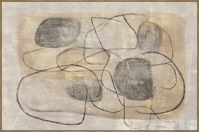 homebound by ky Schilderij organic lines Beige