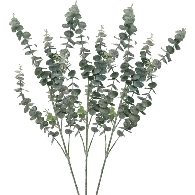 DK design Kunstbloem Eucalyptus tak Real Touch - 3x - 88 cm - groen - losse steel - Kunst zijdebloemen Jade groen