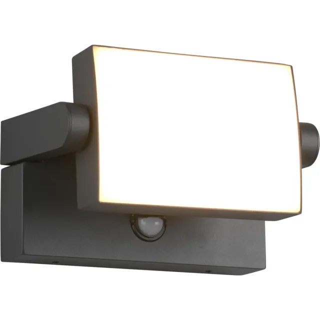 Trio KANSAS - Wandlamp - Antraciet - incl. 1x SMD 10W - Bewegingssensor - Kantelbaar - Buitenverlichting - IP54