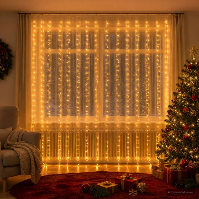 vidaXL Lichtgordijn 600 LED's Warmwit 600 x 300 cm
