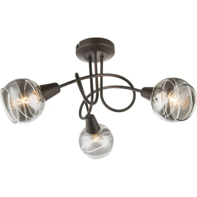 Trango 3-vlams Plafondlamp 1010-35L zwart optiek draaibaar *WOW* incl. 3x 5Watt LED lamp 3000K warm wit spots met design rokerige glazen kappen Woonkamerlamp, plafondspots 3-Vlams zwart