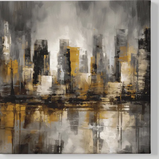 Trendex Global Canvas Schilderij - Abstract - Stad - Vierkant - Wanddecoratie - 40x40x2 cm Bruin