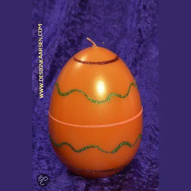 MilaNNE Paasei Kaars XXL, oranje, H15 cm, breedte: 10 cm
