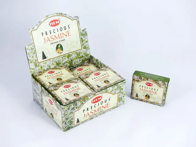 HEM Wierook Kegels / Cones - Jasmijn / Jasmine (Precious) - Voordeelbox (12 Pakjes / 120 Kegels)