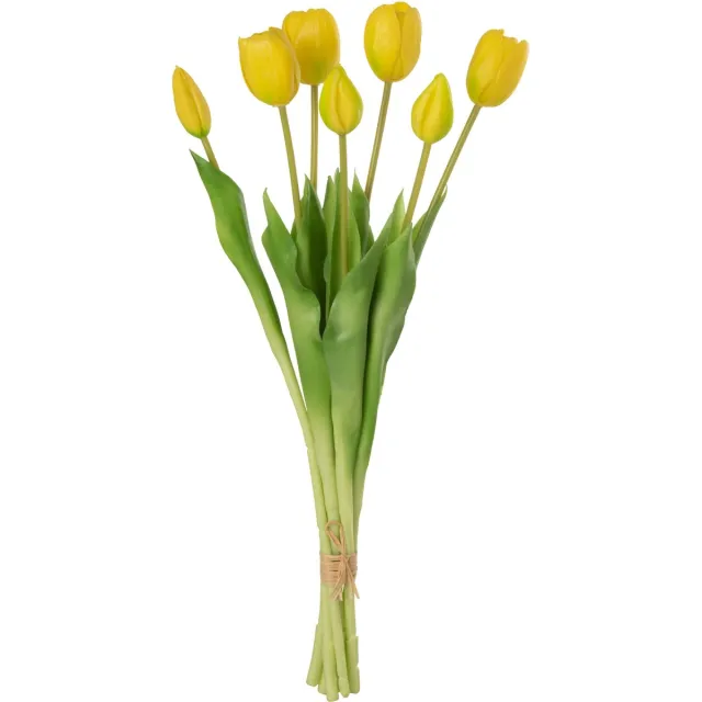J-Line boeket Tulpen 7 stuks - kunststof - geel - large
