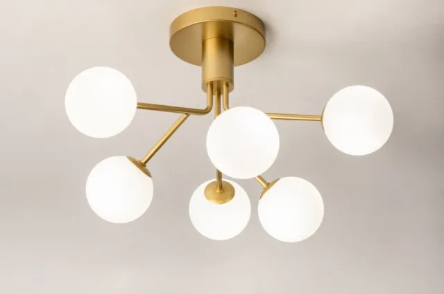 Lumidora Plafondlamp 74526 - Plafonniere - GINO - 6 Lichts - G9 - Wit - Goud - Messing (kleur) - Metaal