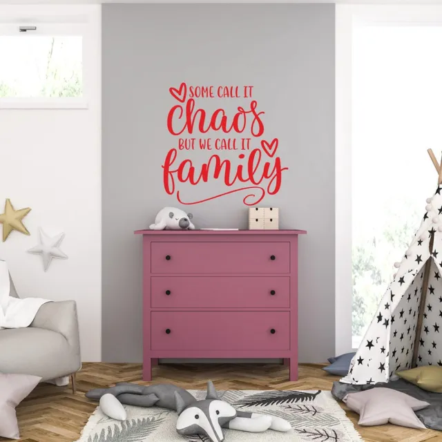 MC Living Muursticker - Some Call it Chaos But We Call It Family - 40,6 x 41,3 - Rood