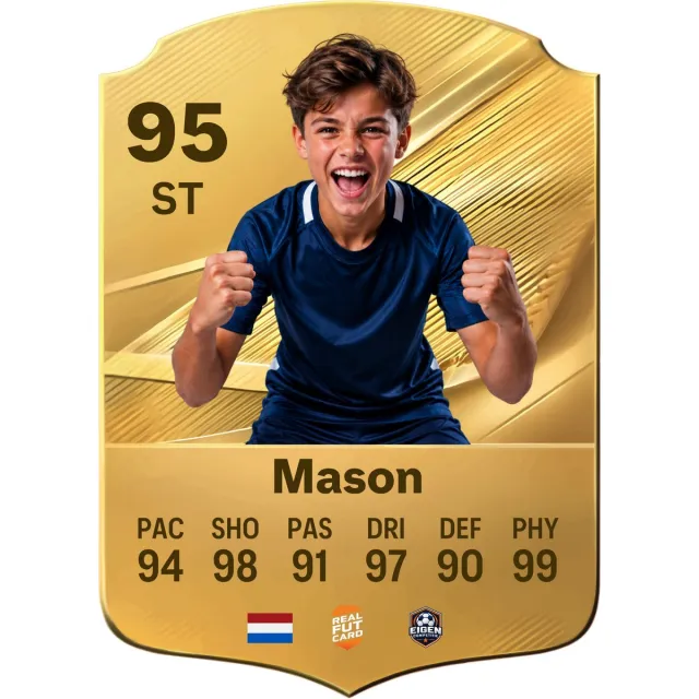 Real FUT Card Gepersonaliseerde Voetbalkaart - Eigen Foto - FC 27 Gold - 20 x 29 cm Goud