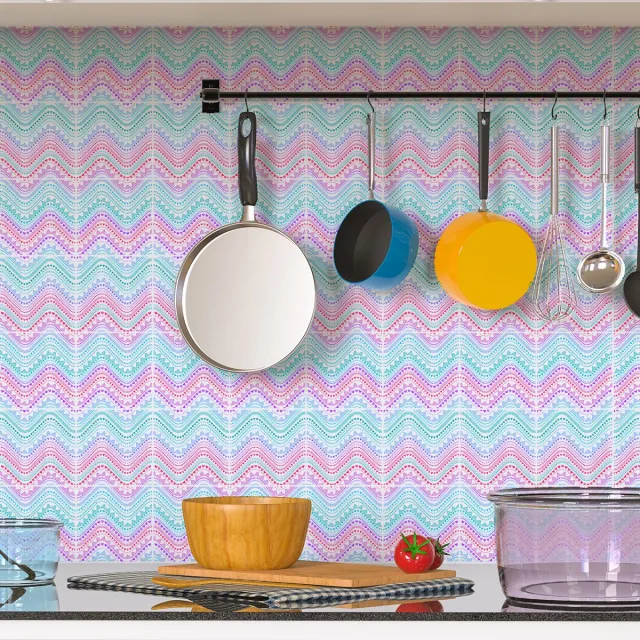 Ambiance Sticker Zelfklevende tegelmuurstickers voor keuken en badkamer - 60 etnische Tekoa tegelstickers - 60 stickers 15x15cm Multi color