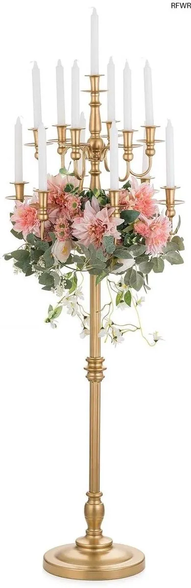 RFWR Vloerstaande Gouden Kandelaber met 13 Armen - Antieke Kaarshouder van 130 cm voor Kerstdecoratie