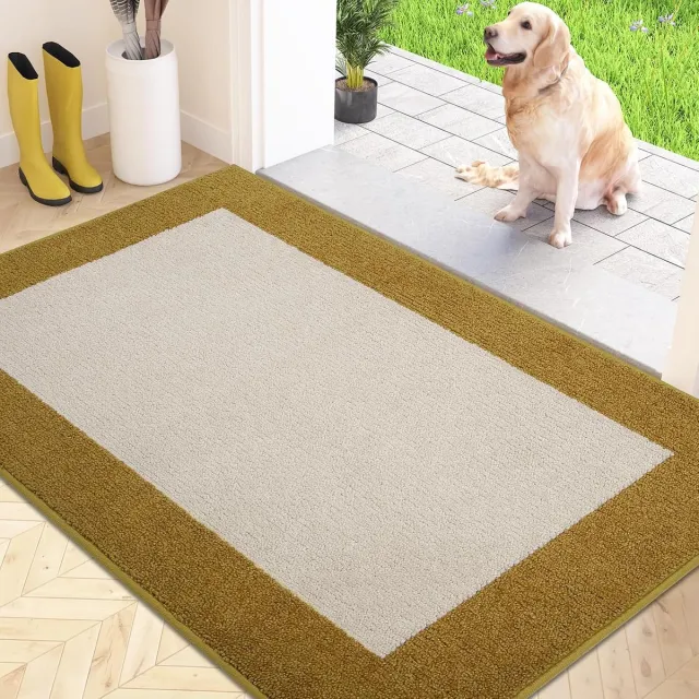 Riokem ® Absorberende en Antislip Deurmat voor Binnen 80 x 120 cm, Wasbaar en geel