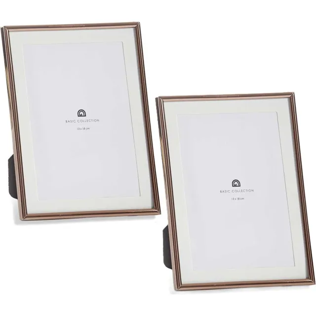 Giftdecor Fotolijstje voor 13 x 18 cm foto - 2x - koper - metaal - frame 15 x 20 cm - passe partout