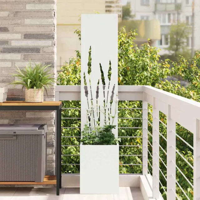 vidaXL Tuin Privacy Screen Wit 32 x 32 x 150 cm Koudgewalst staal