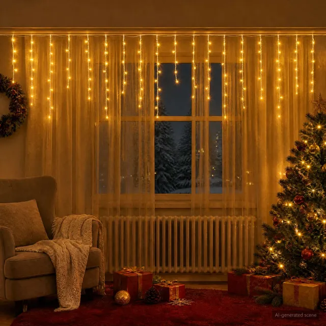 vidaXL Gordijnverlichting 798 LED's Warmwit 2000 x 72 cm