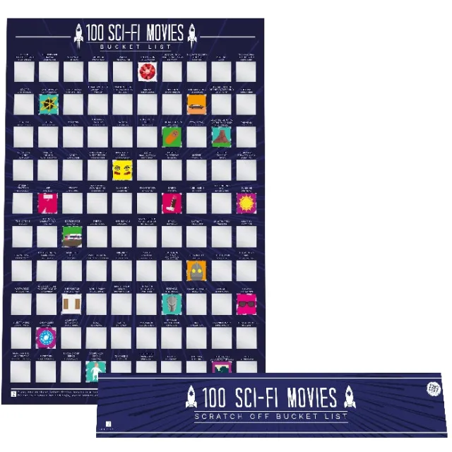 Gift Republic Krasposter - 100 Sci-Fi Films Blauw