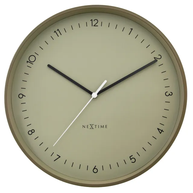 NeXtime Wandklok 40cm-Stil-Metaal-NeXtime 'Berlin L' Khaki