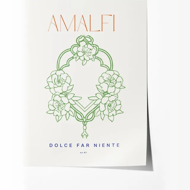 Amalfi Bloemenkunst Poster - Poster 50x70 cm - Sfeervolle Wanddecoratie voor Woonkamer & Slaapkamer - zonder lijst Multicolor