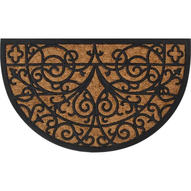vidaXL Deurmat halfrond 45x75 cm rubber en kokosvezel bruin