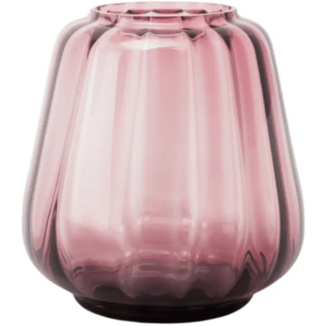XLBoom Kuro Wave Small Plum– Mondgeblazen glazen vaas Ø 22,5 cm × H 19,5 cm – Kleur Plum roze – Design woonaccessoire