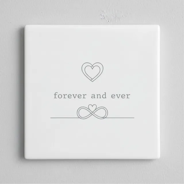 Nevolis Forever and Ever – Elegante Hart & Oneindigheid Keramische Tegel 15 × 15 cm | Romantische Minimalistische Woondecoratie Cadeau Multi Color
