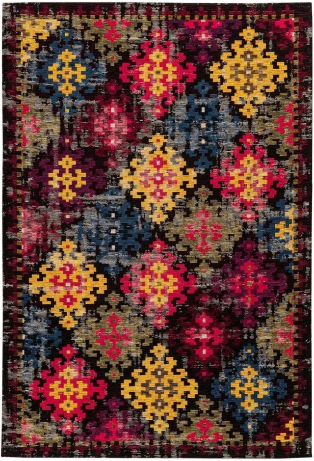 Ibenzoa Vibrant Floral Zigzag Rug - 80 x 150 cm - Durable & Versatile Flooring Solution rood