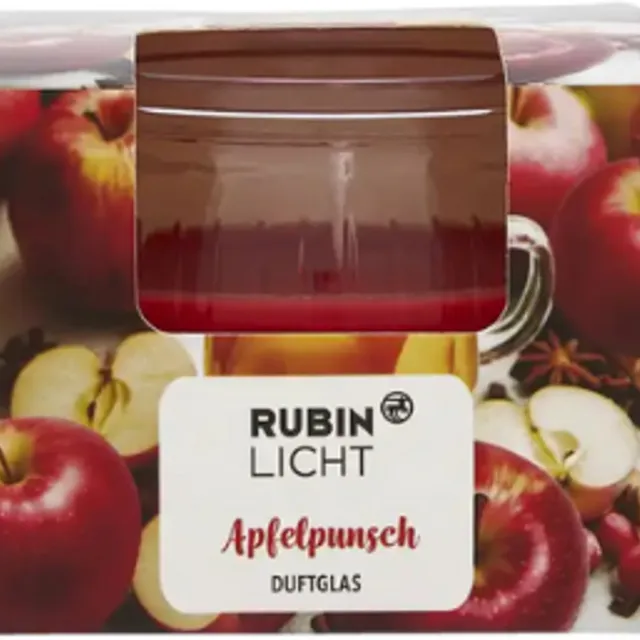 Rubin Licht Winter Geurkaars in Glas Apfelpunsch - Rubin Licht | 1x 80g - Appelpunch - Kerst Winter Geur | Brandduur: 18 uur Robijn rood