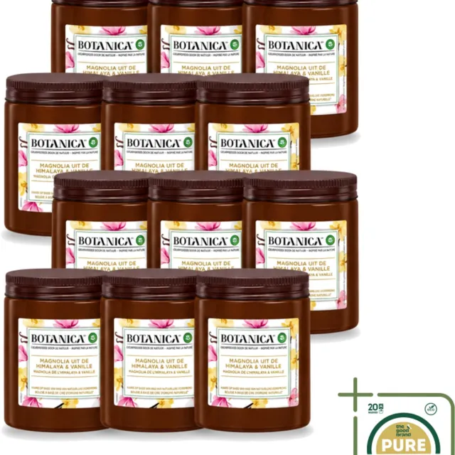 Air Wick 12 x Botanica by Air Wick - Geurkaars - Vanille & Magnolia - 40 Uur Brandduur - Wasstrips - Geurkaars - Vanille En Magnolia - Natuurlijke Geur - Luxe Geur - Ontspanning Bruin