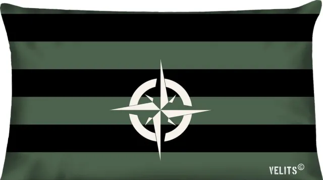 Velits outdoor Sierkussen - Buitenkussen In The Army Groen Waterafstotend 40x60cm Bootkussen Streep Kompas