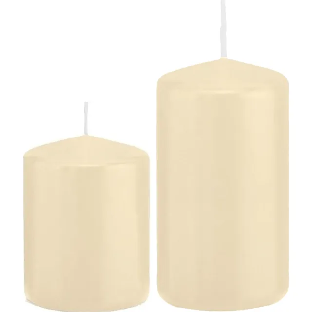 Trend Candles Stompkaarsen set 2x stuks creme wit 8 en 12 cm