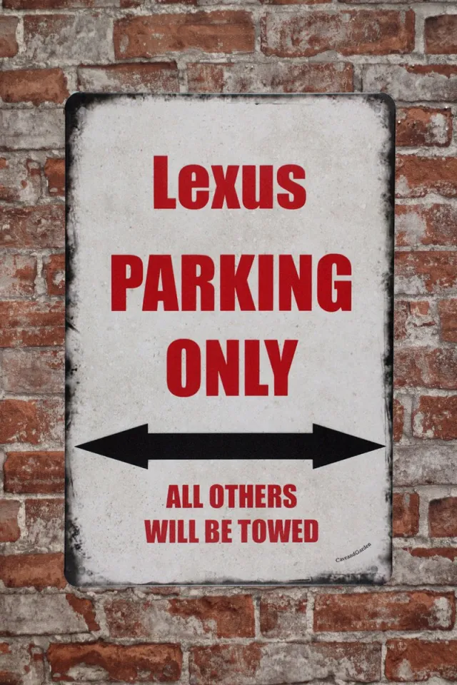 Cave & Garden Wandbord - Lexus Parking 2 - Metalen wandbord - Voertuigen - Metal sign - Tekstbord - Wandborden – Parking only - Lexus - 20 x 30cm - Cave & Garden wit