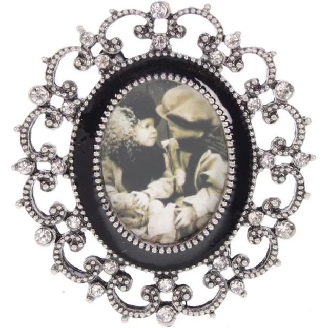 MEA Fotolijstje ovaal zwart/antiek zilver kleur