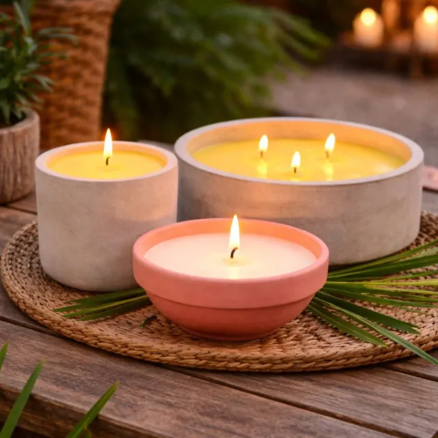 Arti Casa Citronella Stompkaars in Terracotta Schaal - Citrus-Fruitige Geur - Werkt Muggenwerend voor Gebruik Buitenshuis - Diameter 23,2 cm - Hoogte 8 cm - Kleur Roze en Wit