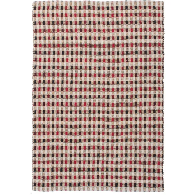 Padiro design laagpolig vloerkleed - crème / offwhite - geometrisch ruiten- en blokkenpatroon - voor vloerverwarming - van jute en katoen
