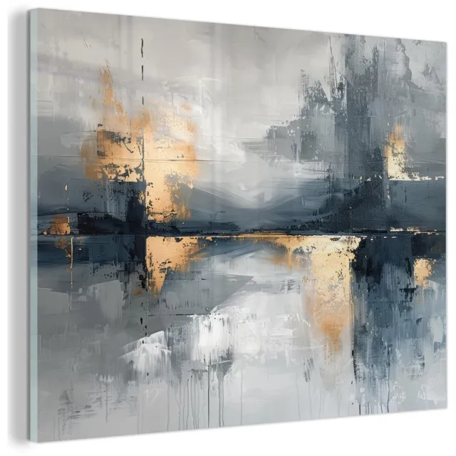 Unyqoos Esthetische wanddecoratie op met abstract kunstwerk in goudtinten 40 x 30 cm