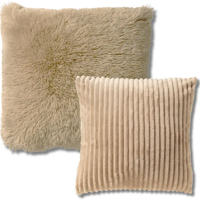 Dutch Decor KUSSENSET - 2-delig - Cosy Layers - 60x60 cm, 45x45 cm - inclusief binnenkussens - beige