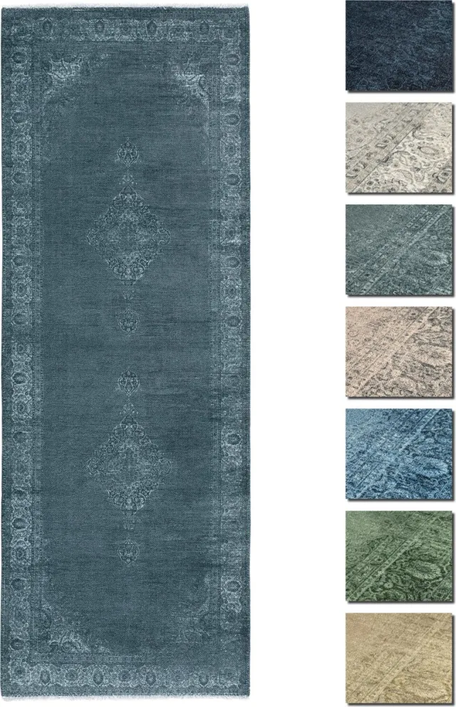 TESSO LIVING Premium Vintage Vloerkleed - Houtskool Grijs 80 cm x 145 cm - Laagpolig Woonkamer Tapijt