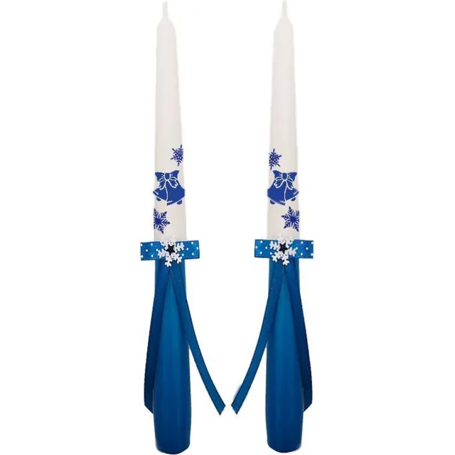 Van Licht Kerstkaarsen, Dinerkaarsen Blauw set van 2 stuks wit/blauw