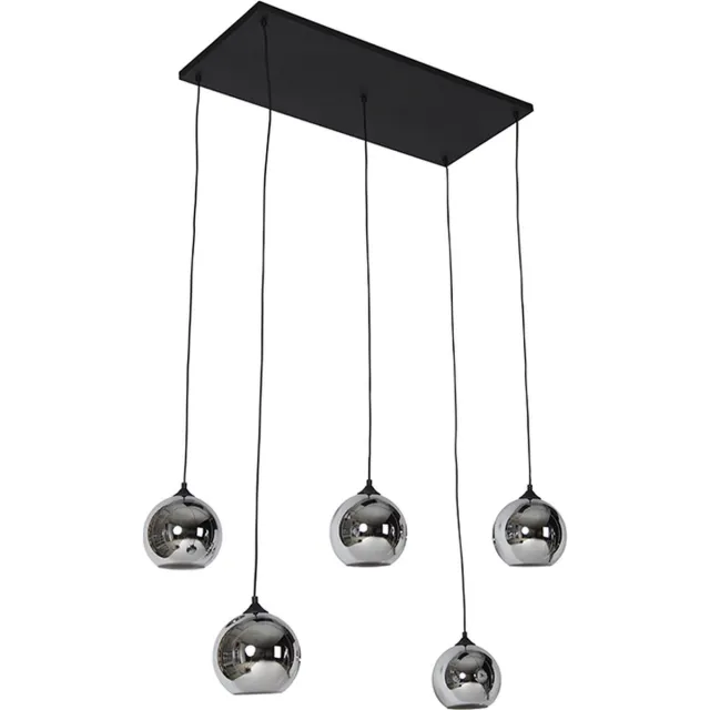 QAZQA wallace - Art Deco Hanglamp eettafel voor boven de eettafel | in eetkamer - 5 lichts - L 110 cm - Grijs - Woonkamer | Slaapkamer | Keuken