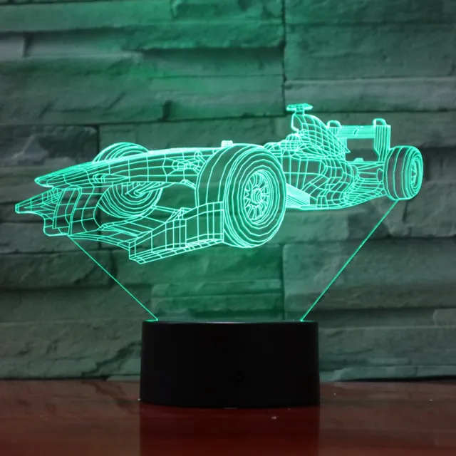 MC Living 3D Led Lamp Met Gravering - RGB 7 Kleuren - Formule 1 Auto