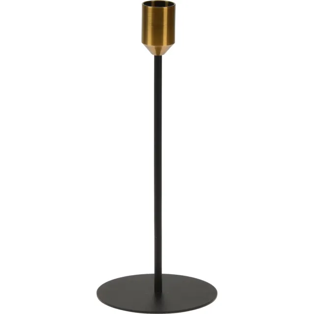 H&S Decoration Kandelaar Zwart– Kaarsenhouder - goud - kerst - kerstverlichting - per 2 stuks zwart met goud