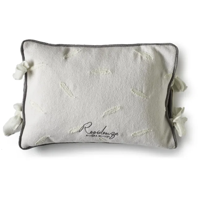 Riviera Maison Rivièra Maison - Residenza Feather Pillow Cover 40x30 - Sierkussen - Wit - Polyester; Wol