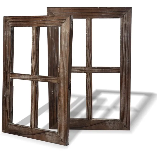 Ibenzoa Oude Houten Raamkozijnen - Authentic Schuurhout voor Decoratieve Toepassingen bruin