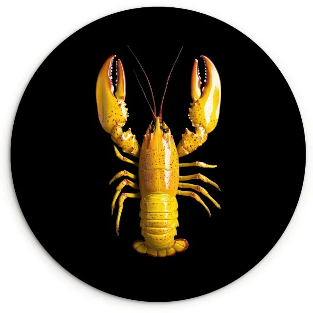 WallCircle Wandcirkel 30x30 cm - Muurcirkel Kreeft - Geel - Stippen - Effen - Muurdecoratie woonkamer - Wanddecoratie keuken - Kamer decoratie accessoires - Ronde schilderijen