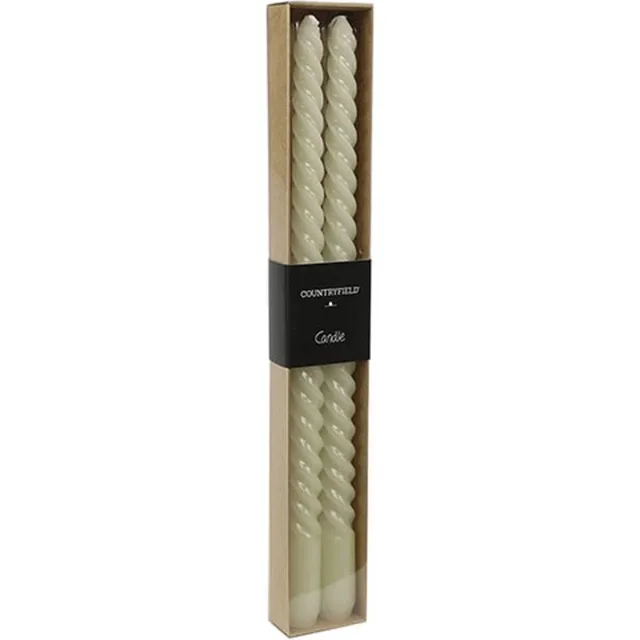 Countryfield dinerkaars Twirly 30cm set van 2 - creme kaarsen.