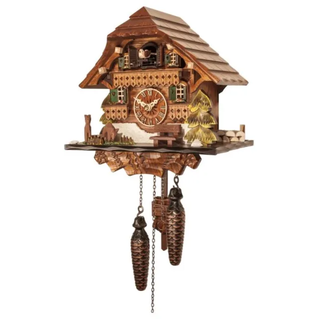 Engstler 432_Q - Koekoeksklok - Kwarts - Notenhout - 24 cm Bruin