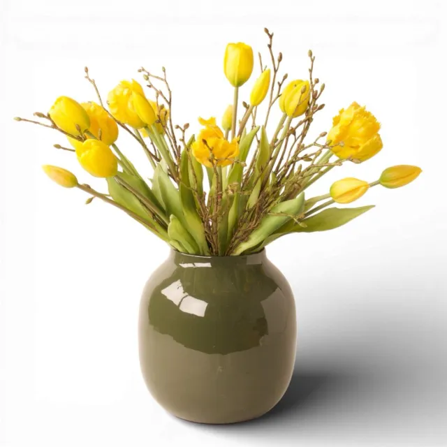 Winq WinQGebonden boeket Gele tulpen en Parkiettulpen (20st)-Tulpen-Kunstbloemen Geel