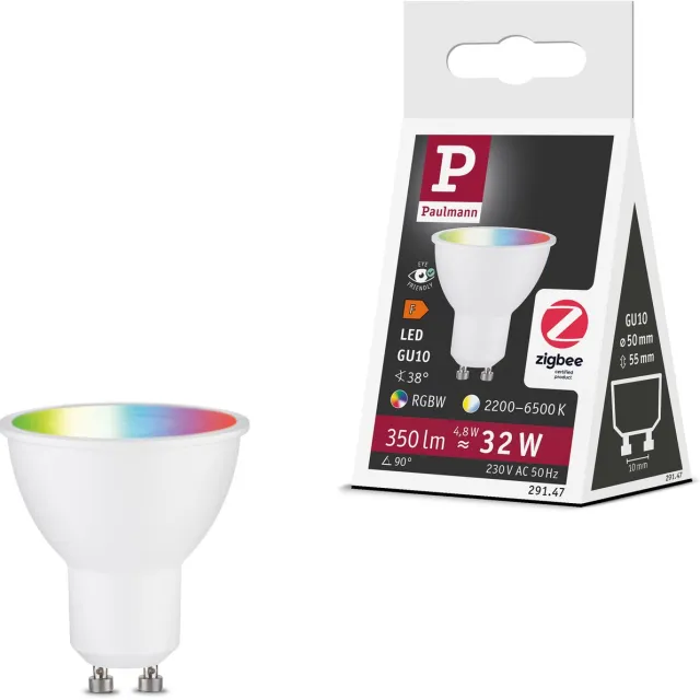 Paulmann Standaard 230 V Smart Home Zigbee 3.0 LED-reflector GU10 350lm 4,8W RGBW+ dimbaar Wit mat