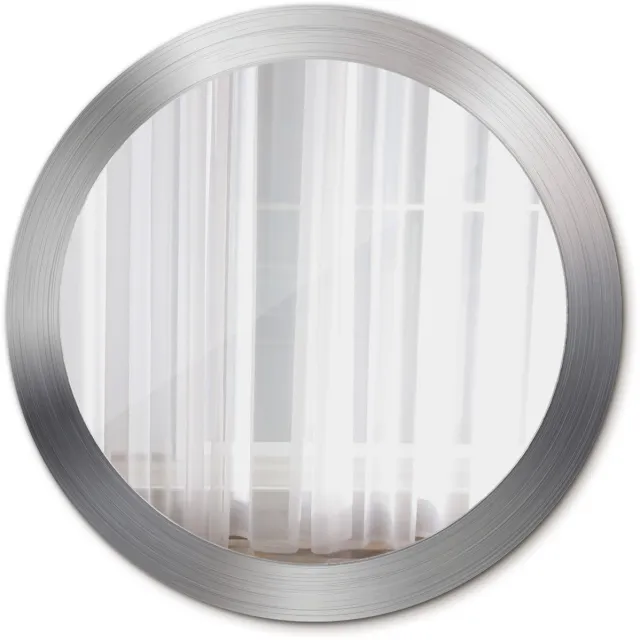 TULUP Spiegel - Spiegel op gehard Glas - Ronde Spiegel - Metaalimitatie - Diameter: 80 cm - Decoratieve spiegel met patroon - Badkamerspiegel - Gangspiegel - Eetkamer - Zilveren - Luxe Spiegel - Stijlvolle Spiegel - Hangspiegel Zilver Metaalimitatie